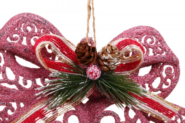 Декоративна підвіска Дзвоник з декором 15 см HFF235P рожевий