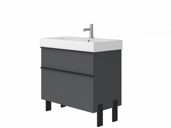 Тумба підлогова ЮВЕНТА Manhattan - 85 сірий з умивальником Stance-85