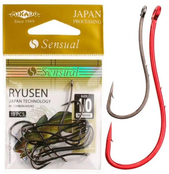 Гачок Mikado Sensual Ryusen (вушко) (black nickel) №1/0 10 шт.
