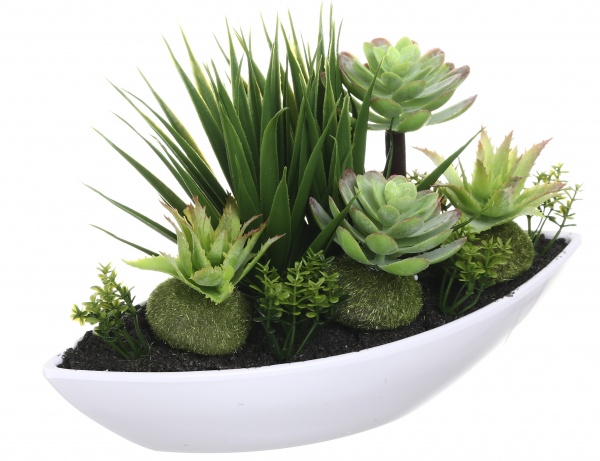 Растение искусственное суккуленты в пластиковом горшке 26х12 см XD16-673C