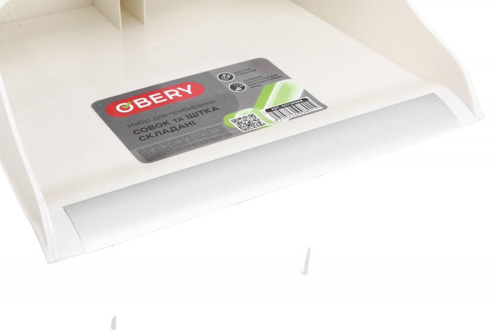 Комплект для уборки пола совок и щетка складные белый OBERY 103 см