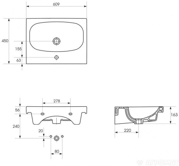 Умывальник мебельный Cersanit FARE 60
