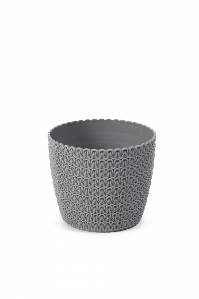 Кашпо пластиковое Ламела Магнолия 160 Джерси круглый 1,5 л серый (LA732-27) 