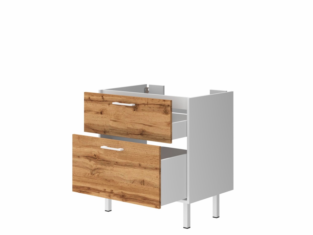 Тумба ЮВЕНТА Afina 70 см біла + Дуб Вотан під стільницю або умивальник Piedra 70