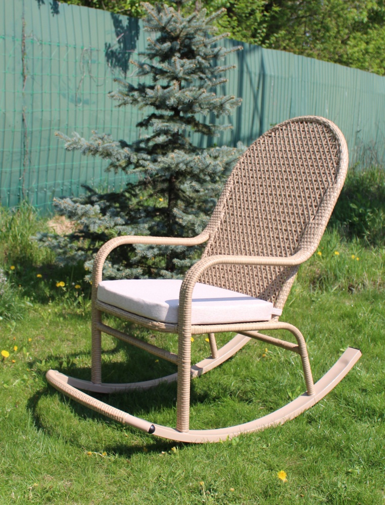 Крісло-гойдалка GreenGard плетене Relax (бежева+подушка бежева)
