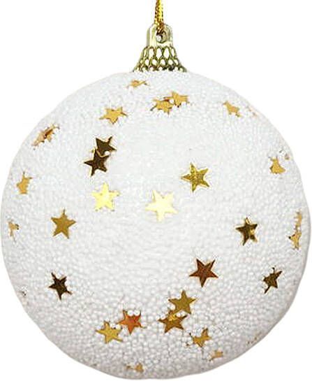 Шар пенопластовый Звездочки 8 см белый с золотым