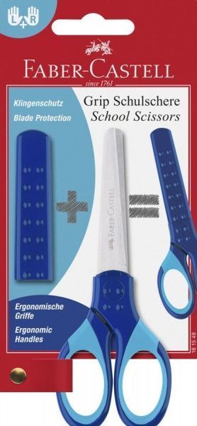 Ножиці дитячі Grip 14 см 181549 сині з чохлом Faber-Castell
