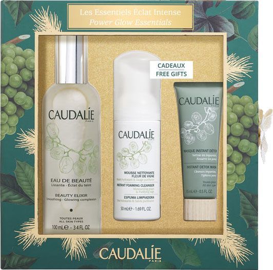 Подарунковий набір для жінок Caudalie ПН Caudalie Beauty Elixir Power Glow - еліксір-вода 100мл, пінка 50мл, маска,