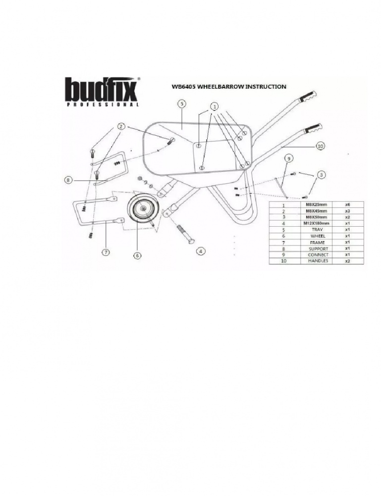 Тачка садово-строительная BUDFIX WB6405 желтая