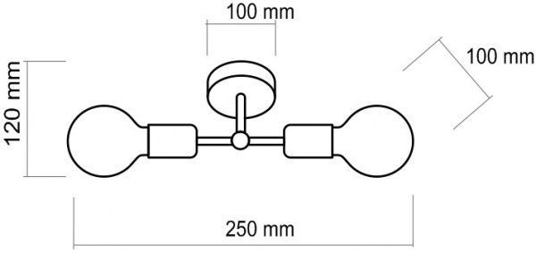 Люстра потолочная TK Lighting Retro 2PL 2x60 Вт E27 бронза/черный 1902 