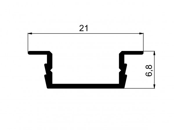 Профіль алюмінієвий АЛЮПРО ПАК-0052 Z306/AS врізний анодований з матовою лінзою і 2 заглушками 200 см