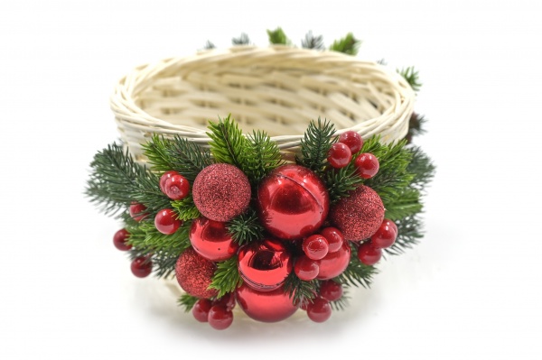 Декорация кашпо из лозі для конфет Новогодний праздник 9989 