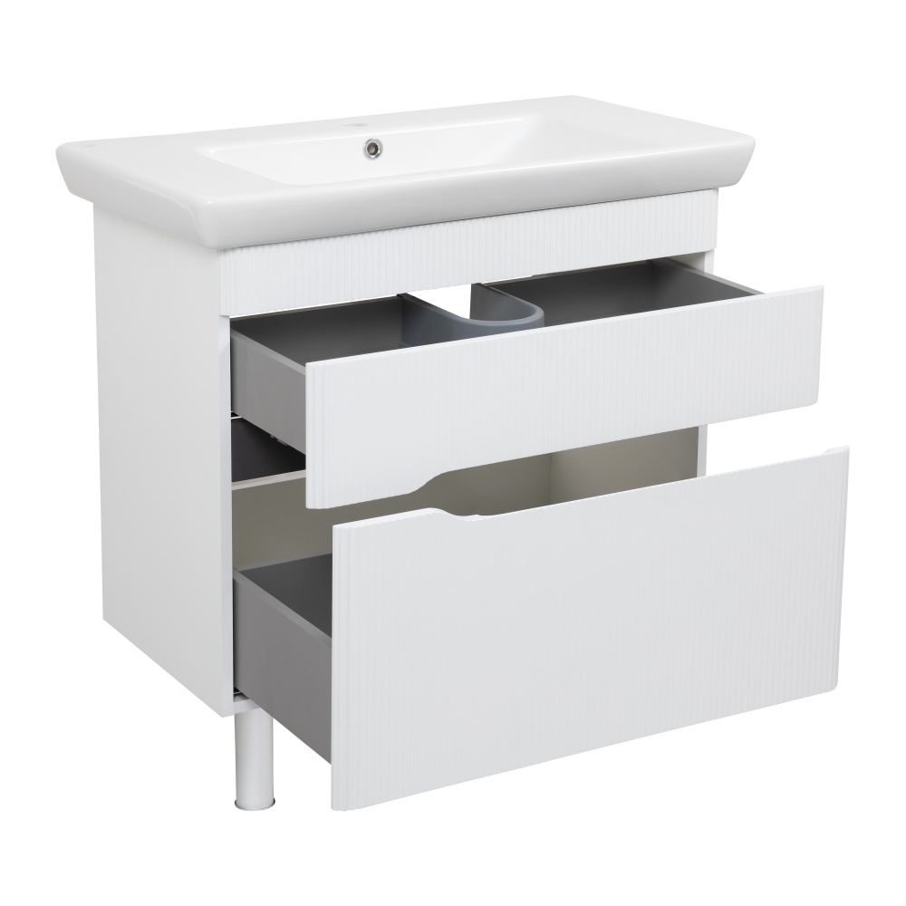 Тумба Aqua Rodos MONACO (белый мат) с умывальником Порто 85 см