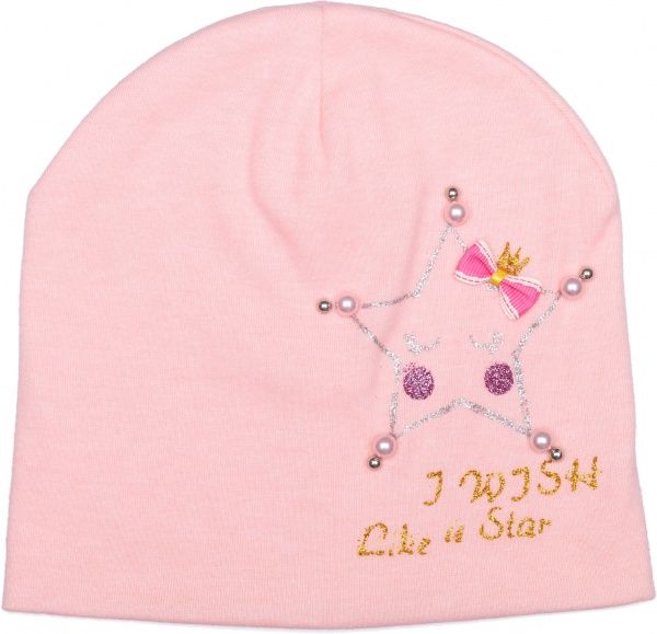 Шапочка детская для девочки Kraft 302-Т р.48-50 светло-персиковый 