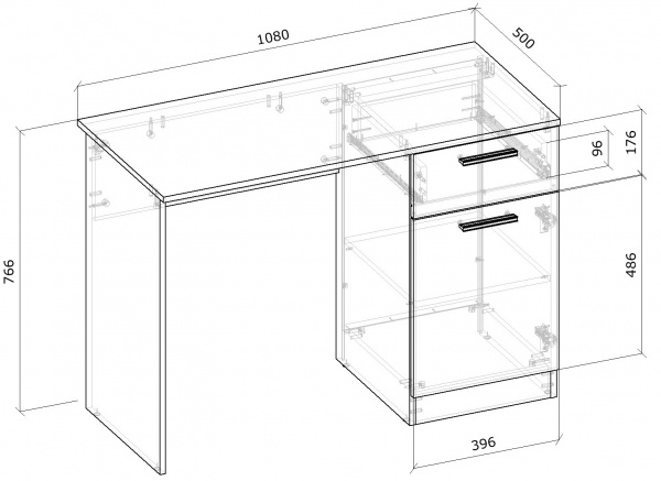 Стол письменный Грейд Марлин 1080х766х500 мм дуб артизан / белый альба 