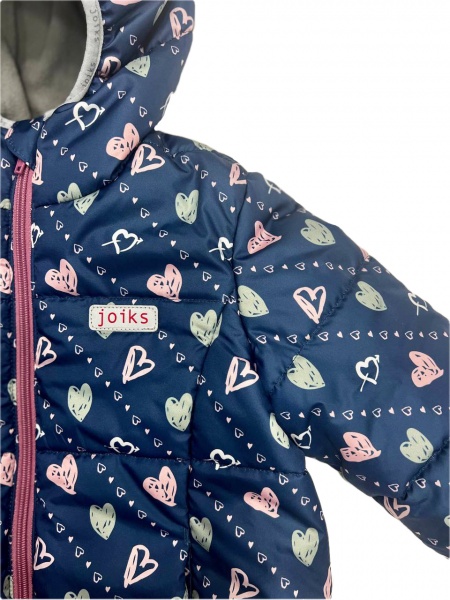 Куртка дитяча для дівчаток JOIKS Серця KD-22 р.86 темно-синій із принтом 