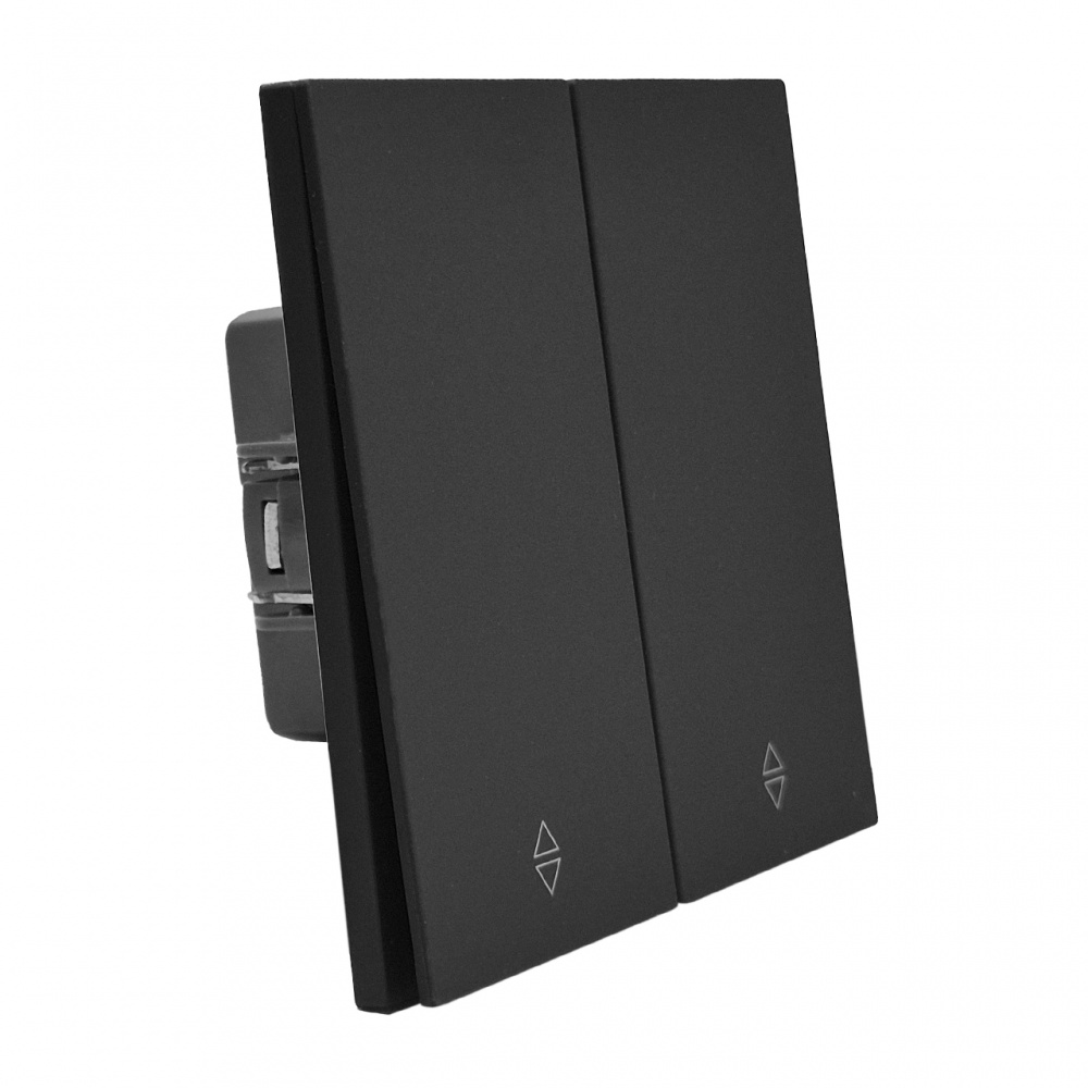 Вимикач прохідний двоклавішний HausMark INO без підсвітки чорний WS-2G-EU-Black