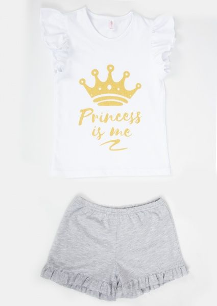 Комплект для дівчаток Roksana р.122-128 білий із сірим №0018/12144 