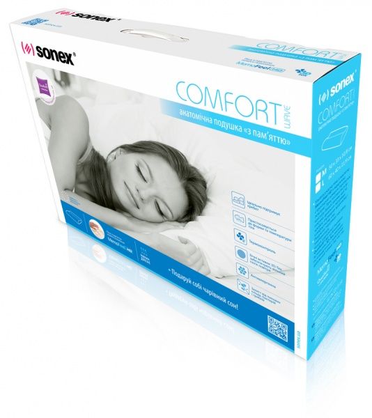 Подушка Comfort Wave M 33x50x11/9 см Антибактеріальна Sonex