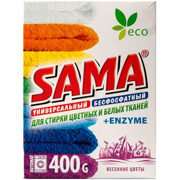 Стиральный порошок для машинной стирки SAMA Color Весенние цветы 0,4 кг