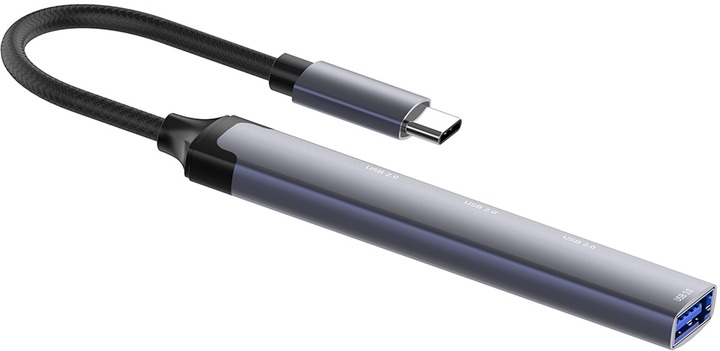 USB-хаб ColorWay USB-C 4-в-1 USB2.0х3/USB3.0 0,12 м сірий (CW-HUB04)