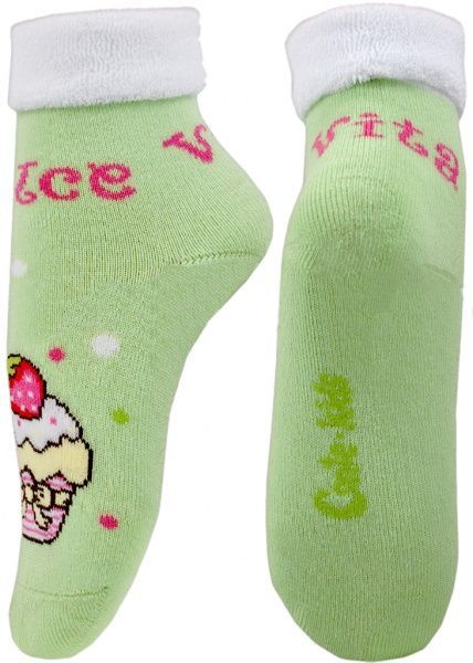 Шкарпетки дитячі Conte-Kids SOF-TIKI (махрові з відворотом) 245 6С-19СП р.12 салатовий із принтом 