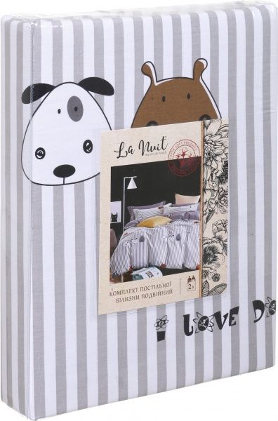 Комплект постільної білизни Happy dogs двоспальний різнокольоровий принт La Nuit 