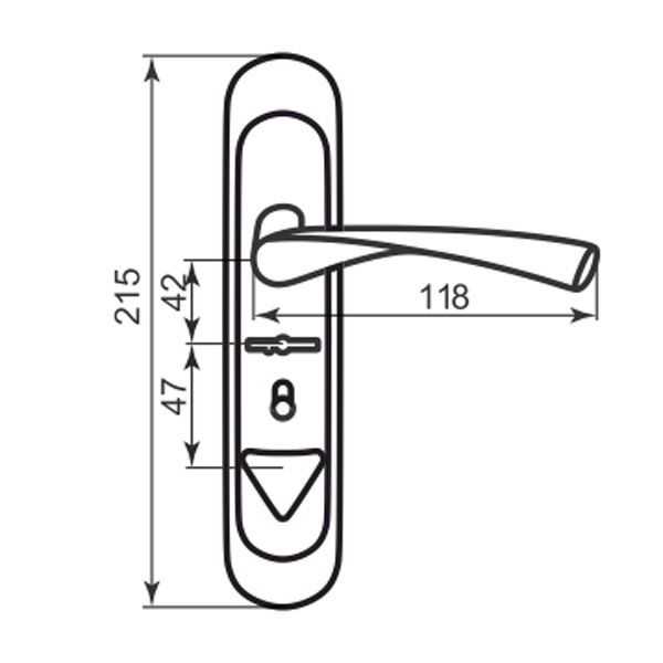 Ручка на планці BR-42-L сувальдний 42 мм полірована латунь