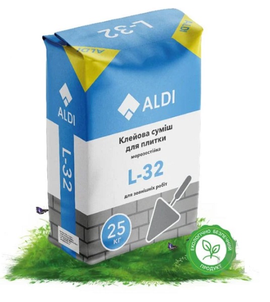 Клей для плитки ALDI морозостойкий L-32 для наружных робот 25 кг