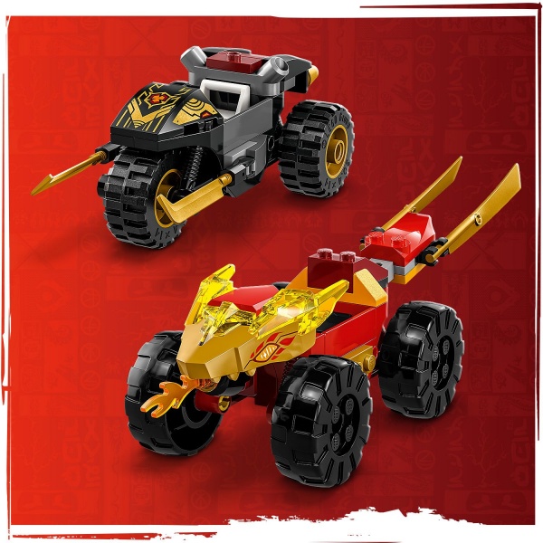 Конструктор LEGO NINJAGO Автомобильная и байковая битва Кая и Раса 71789