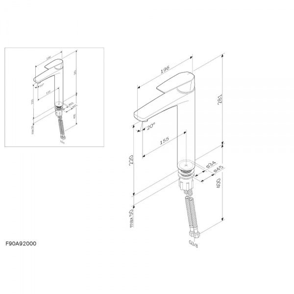 Смеситель для умывальника AM.PM Gem F90E92000