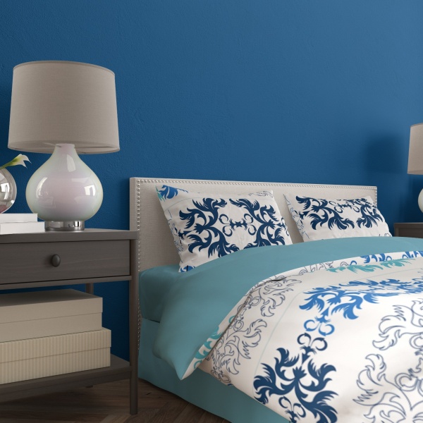 Комплект постільної білизни Трафарет євро біло-блакитний Rigel 