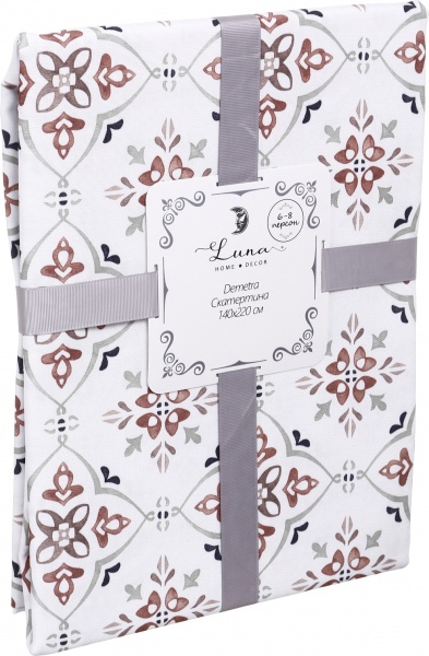 Скатерть Demetra 140x220 см белый с рисунком Luna 