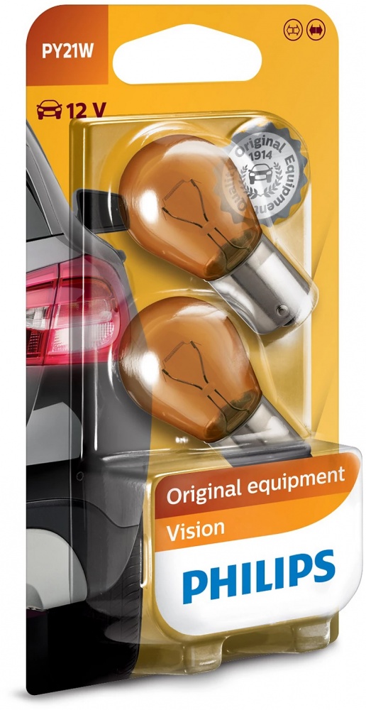 Автолампа накаливания Philips Vision BAU15s PY21W 21 Вт 2 шт.(PS 12496 NA B2)