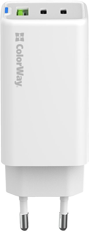Сетевое зарядное устройство ColorWay GaN Mini 65W PD Port PPS USB (USB-2C1A) белый (CW-CHS058PD-WT)