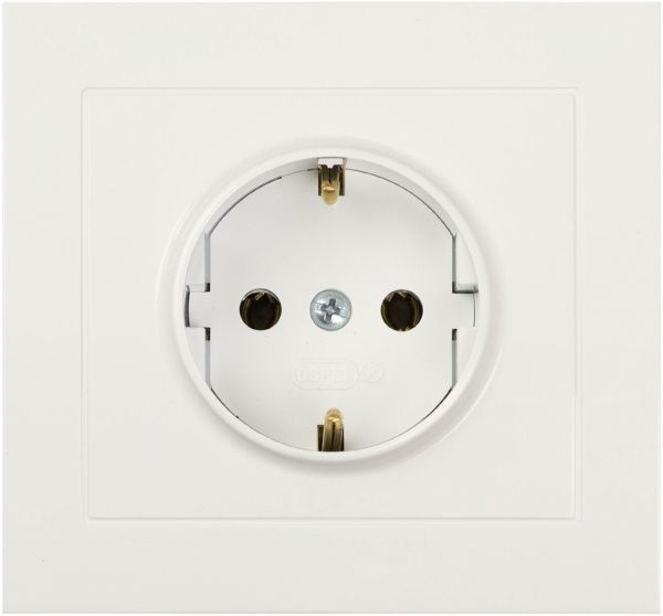 Розетка с заземлением Ospel Kier 16 А 250 В без шторок белый GP-1WS/00