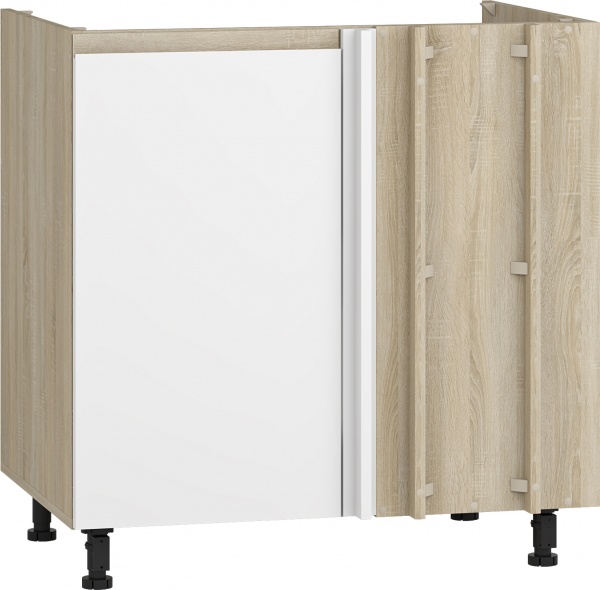 Тумба нижняя угловая под мойку МС Джетта 80х82х57 см, белый бриллиант/дуб сонома Грейд