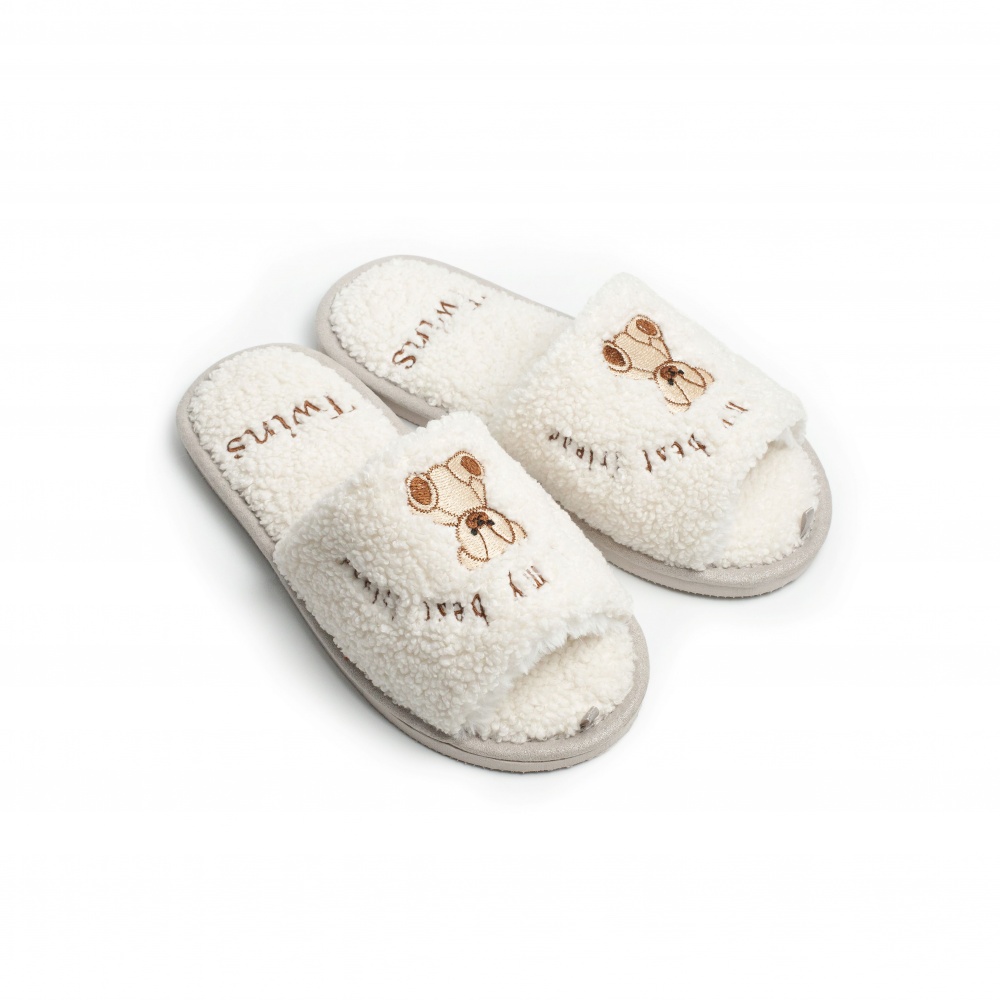 Тапки домашние Twins BEAR с вышивкой 15865 р.36/37 кремовый