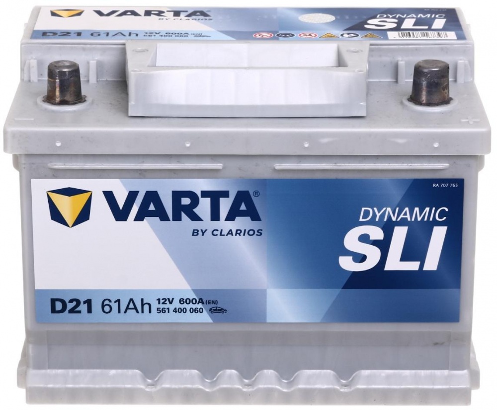 Аккумулятор автомобильный Varta DYNAMIC SLI D21 61Ah 600A 12V «+» справа (561400060)