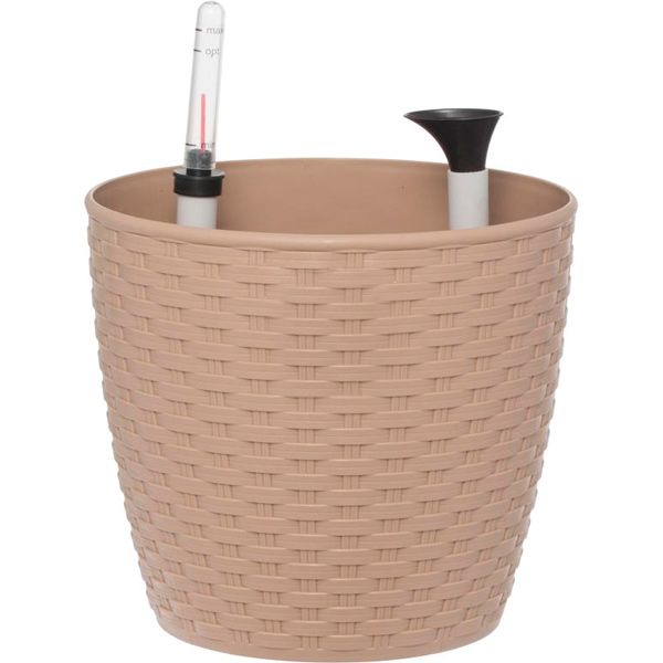 Горшок пластиковый Алеана Ротанг круглый 2,1л кремовый 
