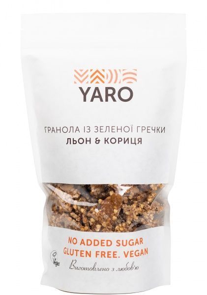 Гранола YARO із зеленої гречки Льон і кориця 200 г 