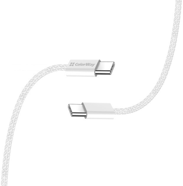 Кабель ColorWay Type-C - Type-C (braided cotton) (PD Fast Charging 60W) 3.0А 1 м сірий (CW-CBPDCC061-GR)