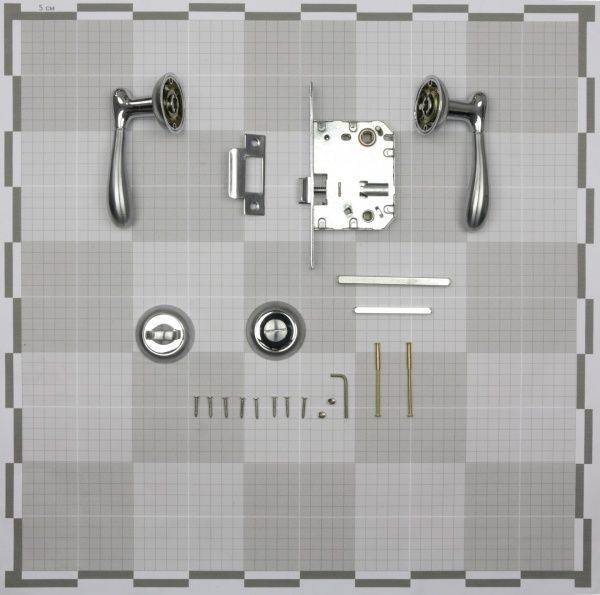 Замок врезной с ручками  RDA Imola WC 70 мм хром/