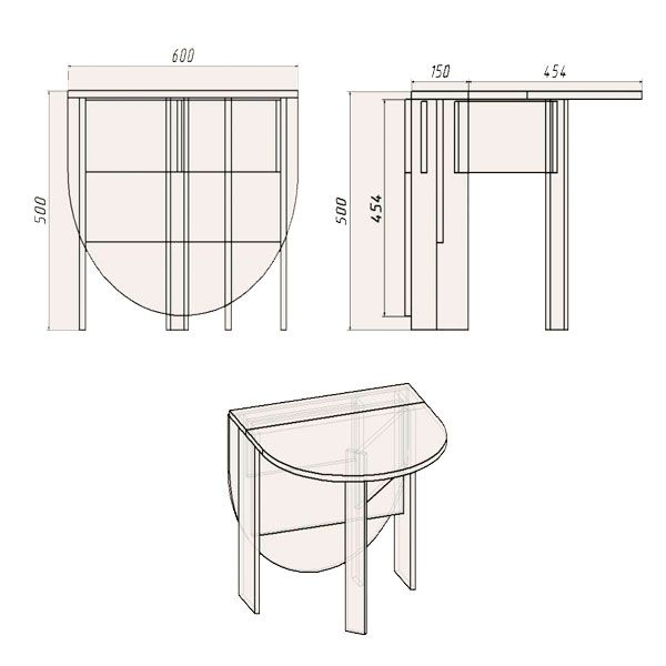 Стол-книжка 5 MINI дуб сонома 600x182x500мм Компанит 