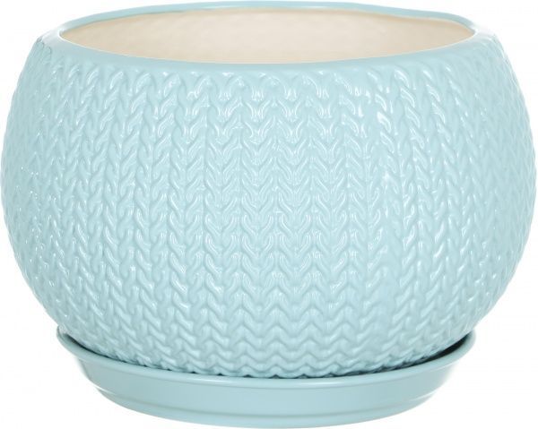 Горшок керамический Ориана-Запорожкерамика Шар коса глянец круглый 5л бирюзовый (037-5-182) 