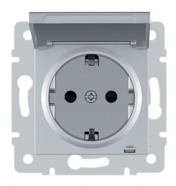 Механизм розетки с заземлением HausMark Stelo IP20 серебро 501-4388-123B