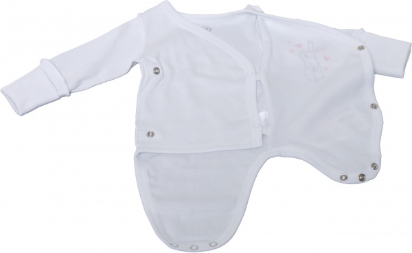 Комплект дитячого одягу 433-222 білий із сірим р.50 