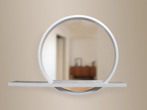 Дзеркало з поличкою Luxury Wood Sunset ясен сніжно-білий D800 мм 