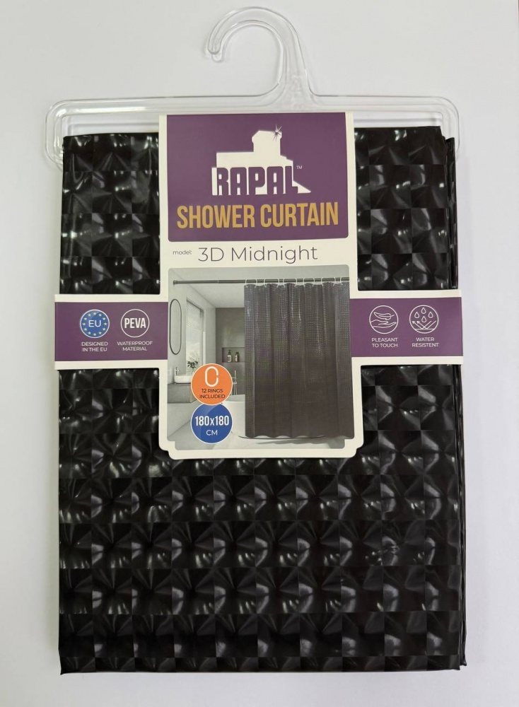 Шторка для ванны Rapal 3D Midnight 180х180 см
