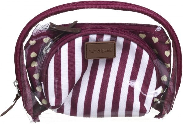 Набір косметичок Bagland Серця білий із бордовим 